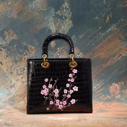 Crocodile Embossed Lotus Flower Handbag | Luxury Artisan Crafted Crossbody Bag