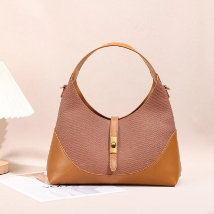 Classic Crossbody Bag with Gold Buckle for Women