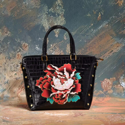 Tote Handbag with Adjustable Handle and Zipper Closure Women's