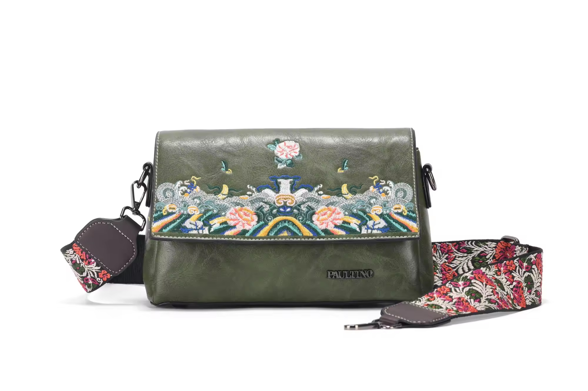 SKU-04-A913# Green Cheongsam-Style Embroidered Crossbody Bag - Image 1