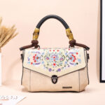 Retro Craft Embroidery Button Closure Hobos Ladies Handbag with Removable Strap - Image 3