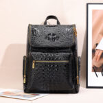 Crocodile High Quality Leather Unisex Business Travel Backpack