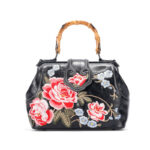 Elegant Ladies' Fashion Peony Embroidery Bamboo Joint Tote Bag - Image 5