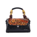 Retro Handmade Flower Embossed PU Women's Handbag - Image 2