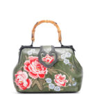 Elegant Ladies' Fashion Peony Embroidery Bamboo Joint Tote Bag - Image 4