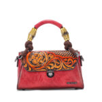 Retro Handmade Flower Embossed PU Women's Handbag - Image 4
