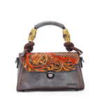 Retro Handmade Flower Embossed PU Women's Handbag - Image 5