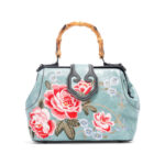Elegant Ladies' Fashion Peony Embroidery Bamboo Joint Tote Bag - Image 3