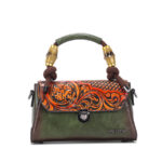 Retro Handmade Flower Embossed PU Women's Handbag - Image 3