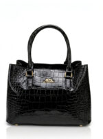 Glossy Crocodile Pattern Handbag