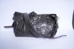 C2523#Leather Grain Material Dark Grey