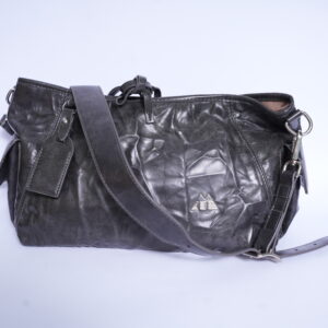 C2523#Leather Grain Material Dark Grey